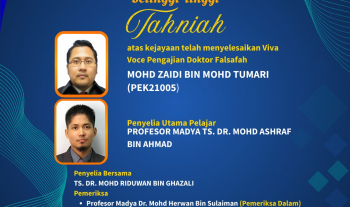 Pascasiswazah : Tahniah atas kejayaan menyelesaikan Viva Voce Pengajian Doktor Falsafah 